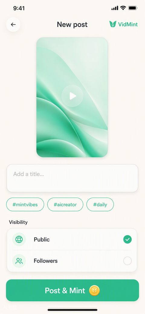TikTok、Reels、Shorts にショート動画を投稿する VidMint の公開フロー